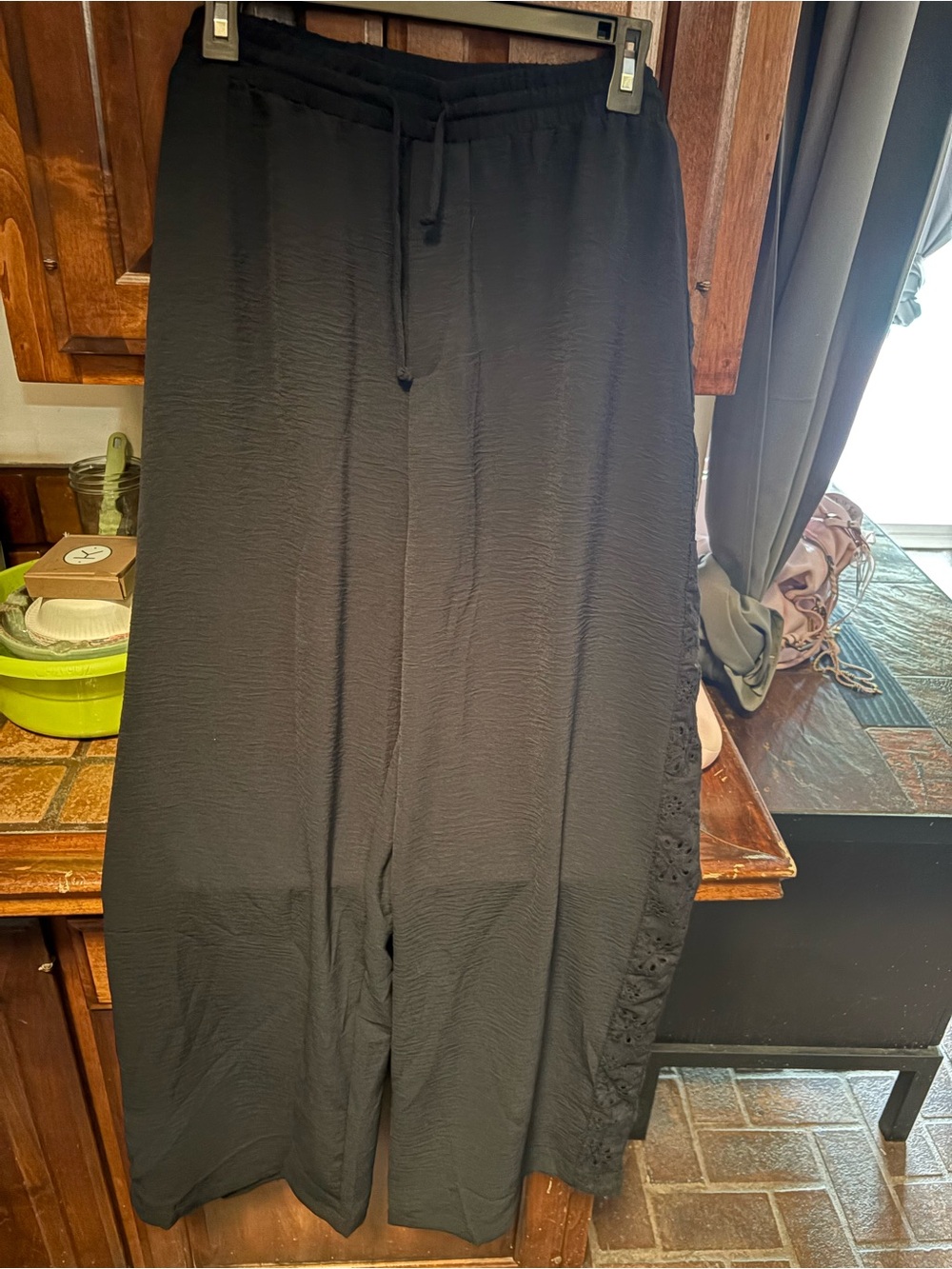 Studio Black Wide-Leg Drawstring Joggers